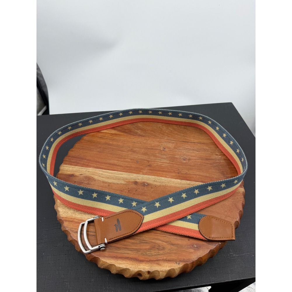 Johnnie-O JMBL1500 USA Web Belt Mens Large Red Navy Stars Stripes Made in USA